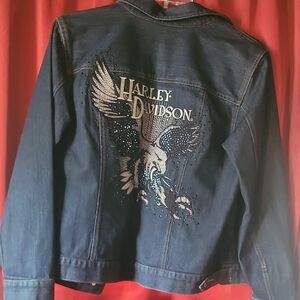 Harley-Davidson Dark Blue Denim Jacket with Eagle Patch